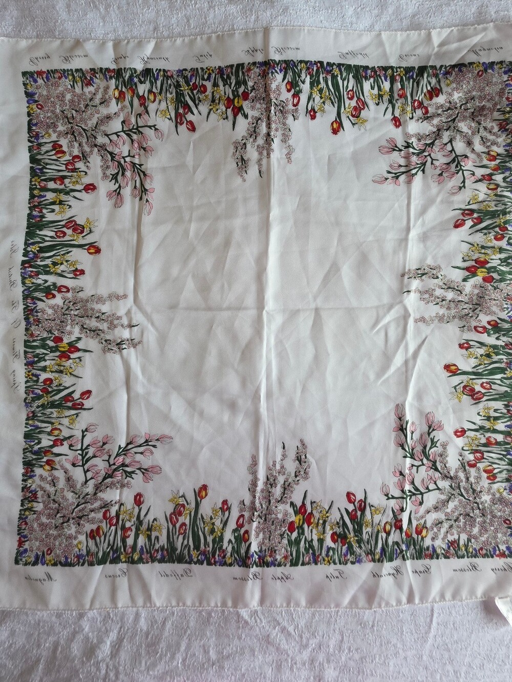 Cornelia James "Spring Flowers of the British Isles" Square Scarf 26". Vintage.